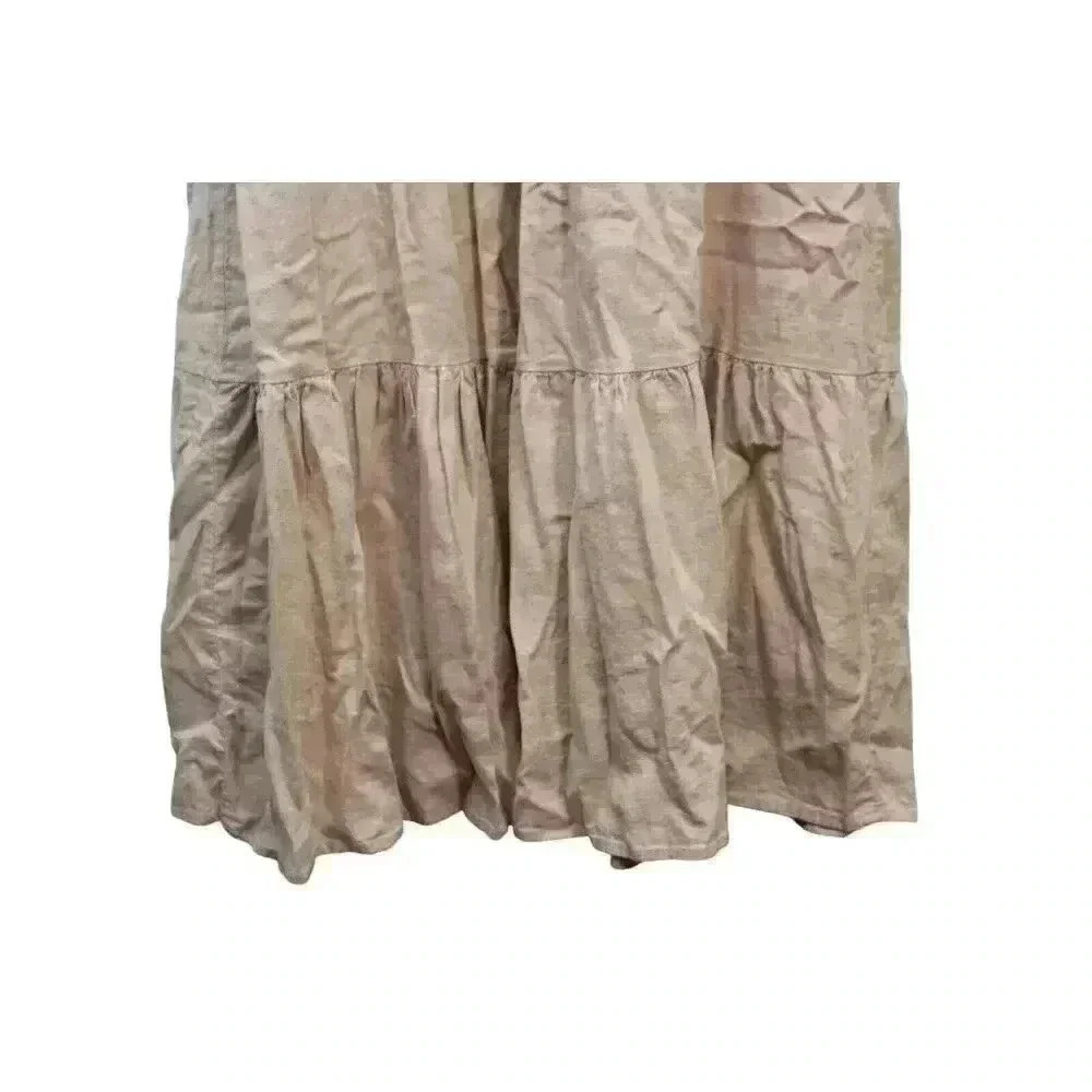 NWOT MABLE Tiered Midi Dress Size Large Beige Linen Cottagecore Minimalist Beach - Picture 13 of 15